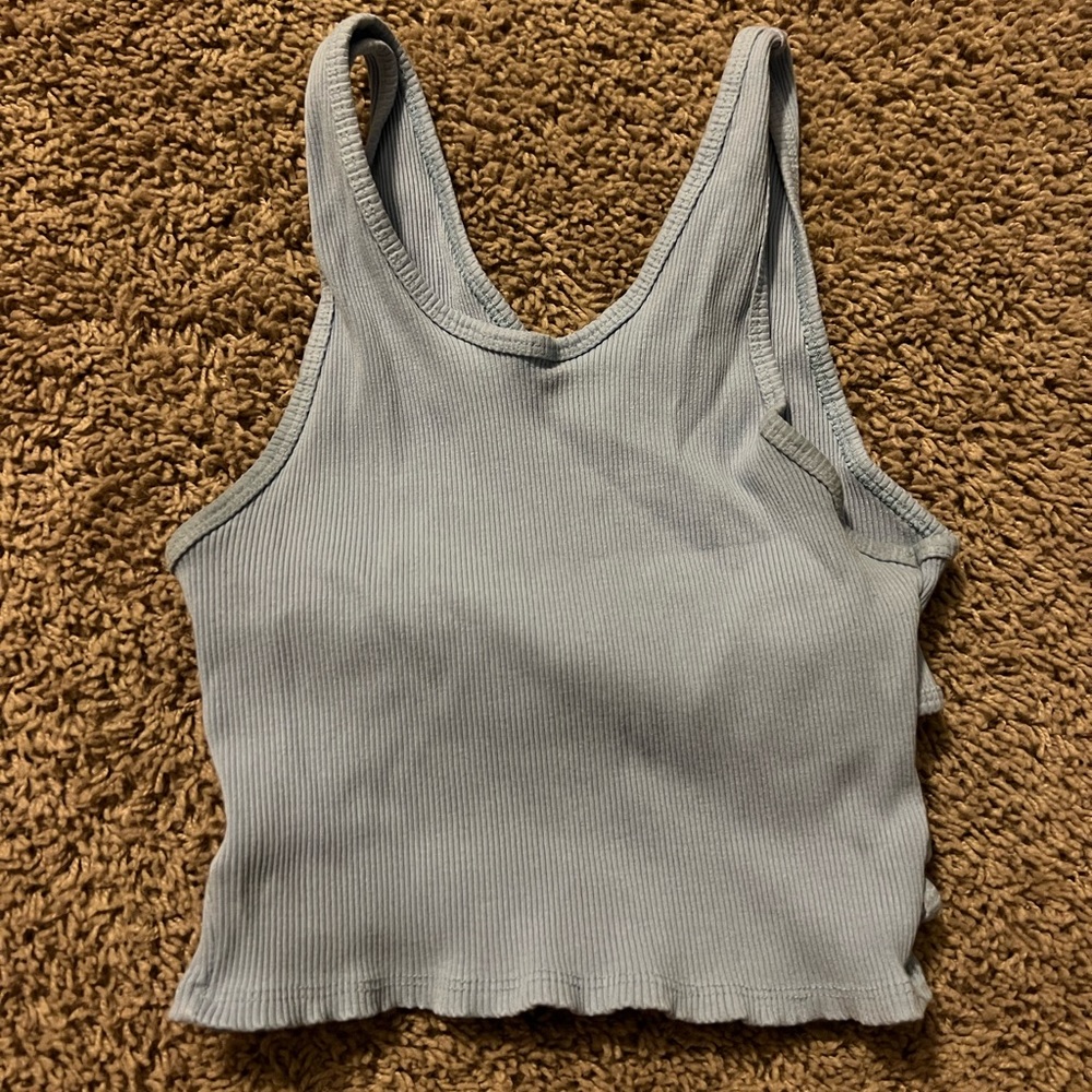 light blue crop top